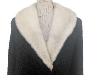 PERSIAN LAMB Coat 42" Bust Black Beautiful Collar WINDCREST for WINKLEMANS VTG